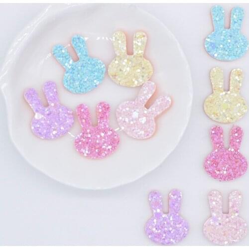 50Pcs/lot Glitter Kawaii Rabbit Applique for Handmade Crafts Ornament DIY Headwear Hair BB Clips Bow Decor Accessory Patches P31