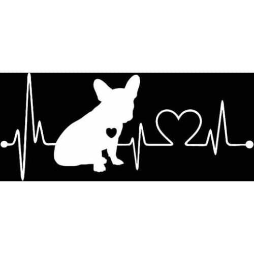 Car Stickers French Bulldog Heart Stickers Car Funny Stickers and PVC Decorative Car Styling 18*7.7cm