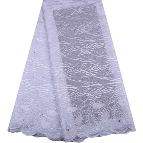 White Color African Swiss Voile Lace For Wedding Dress Sewing High quality French Stones Swiss Voile Laces Switzerland F1488