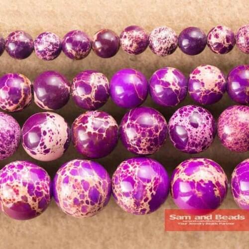 Free Shipping 16" Natural Stone Purple Sea Sediment Imperial Round Loose Beads 6 8 10 12MM Pick Size SJB06