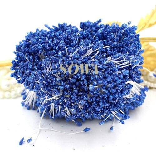 Free Shipping Wholesale 3mm 800pcs/Lot Blue color Floral Glitter Stamen Pistil Sugarcraft Cake DIY