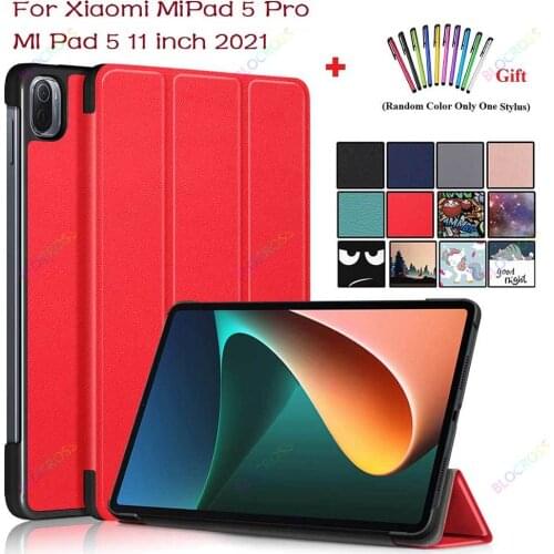 For Xiaomi MI Pad 5 11Inch Case PU Leather Tri-flold Stand Tablet PC Smart Cover for Xiaomi MI Pad 5 Pro 11 2021 Protective Case