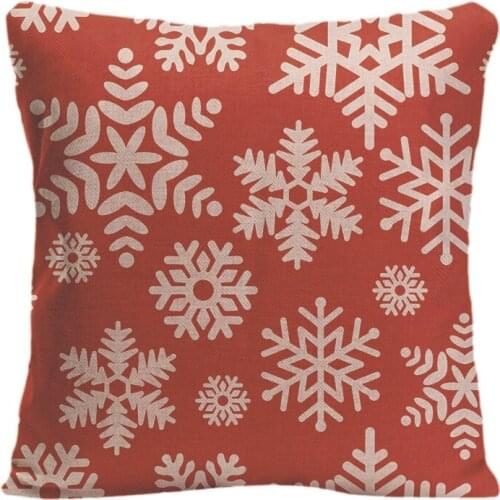 Snowflake Pattern Printed Red Background Throw Pillow Decorative Welcome Winter Cushion Cover Pillowcase Customize Gift For Seat
