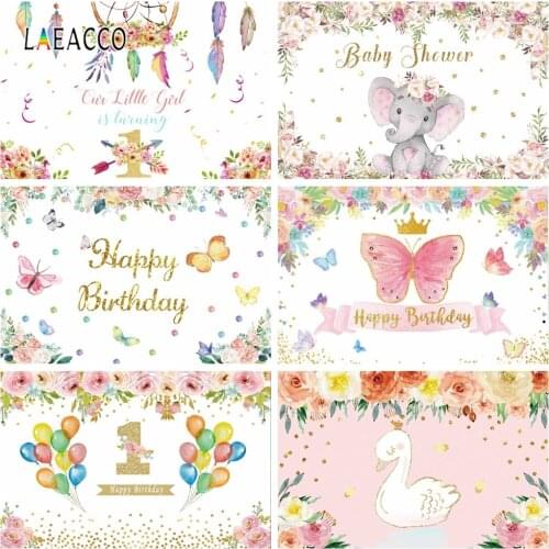 Baby Cartoon Birthday Party Elephent Unicorn Kid Portrait Photophones For Baby Shower Photo backdrop Photo Backgrounds Photozone