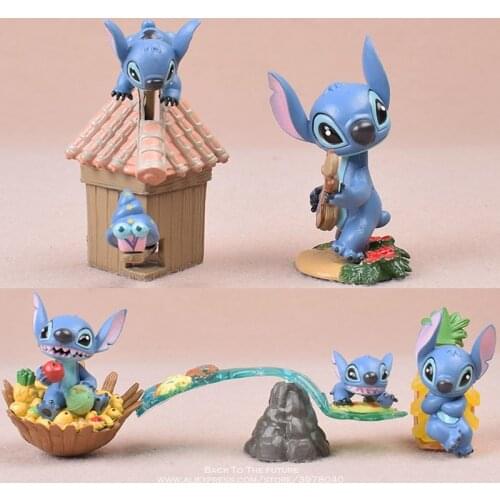 Disney Lilo & Stitch summer 5pcs/set 5-7cm Action Figure Anime Decoration Collection Figurine mini doll Toy model for children