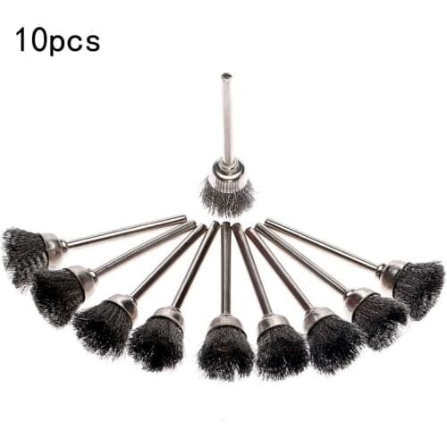 Dophee 10pcs Dremel Accessories 15MM Steel Wire Cup Brush Rotary Brushes Tool for Mini Drill Burr Deburring Buffing Polishing