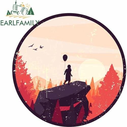 EARLFAMILY 13cm x 12.8cm for Child with Balloon Anime Car Stickers Windshield Cartoon Decal Trunk Motorcycle Bumper Decoration