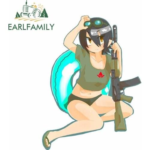 EARLFAMILY 13cm x 9.5cm Vinyl Car Wrap Decal For Military Girl Funny Car Stickers Windshield Surfboard Scratch-Proof Waterproof