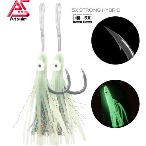 AS Stainless BKK Glow Squid Skirts Jigs Hooks Slow Fast Jigging Carbon Hooks Lead Falling Saltwater Fishing Accessories Hooks
