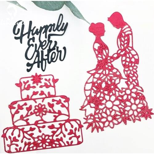 Metal Cut Dies 3PC Wedding Cake Groom Scrapbooking Paper Craft Handmade Card Album Punch Art Cutter Aliancutle Cutting Dies