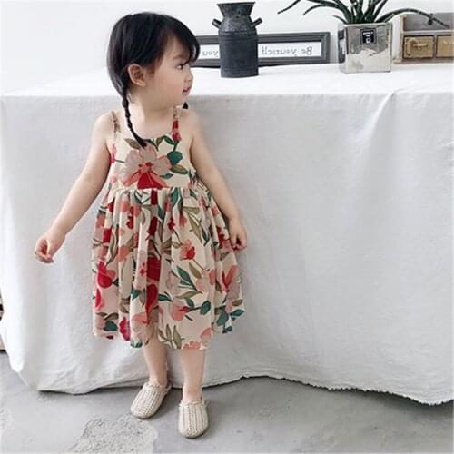 YourSeason Fashion Baby Girls Cute Princess Camisole Dresses Floral Printed Girls New Summer Casual Loose Dress 2020 New