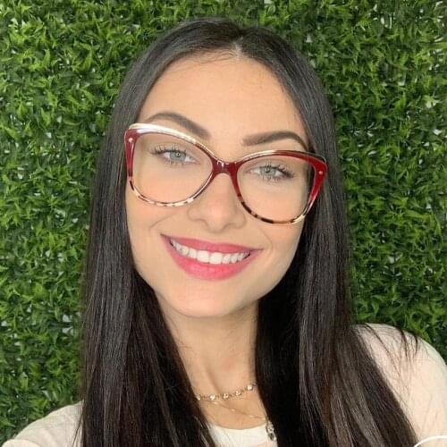 New Vintage Rivet Cat Eye Anti-blue Glasses Frame Women Brand Fashion Transparent Eyeglasses Female Spectacles Oculos Feminino