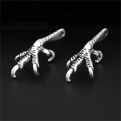 10Pcs Silver Color Eagle Claw Charms Animal Paw Pendant Making Metal Choke Necklaces Handmade Jewelry Supplied 33X16mm A3295
