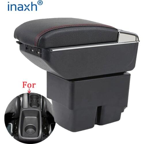 For Ford Fiesta Armrest box Interior Parts special Retrofit parts Car Armrest Center Storage box with USB LED light