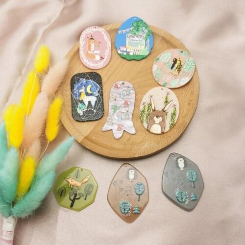 6pcs Colorful 3D Acrylic Charms Geometric Shaped Animals Fox Tree Earrings Pendants DIY Jewelry Accessories Handmade Craft