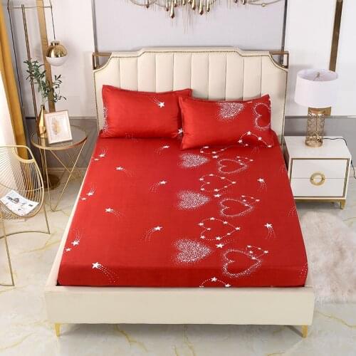 100% Polyester Fitted Bedsheet Printed Bed Linens Pink Color drap de lit Cartoon Kids Sheets with Elastic Quilted bedspread