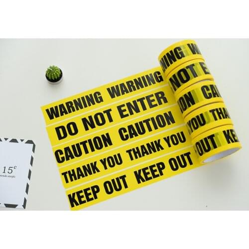 Warning Tape Thank You Keep Out Caution Black Lettering On Yellow Background Twill Factory, School, Office And Other Public Plac