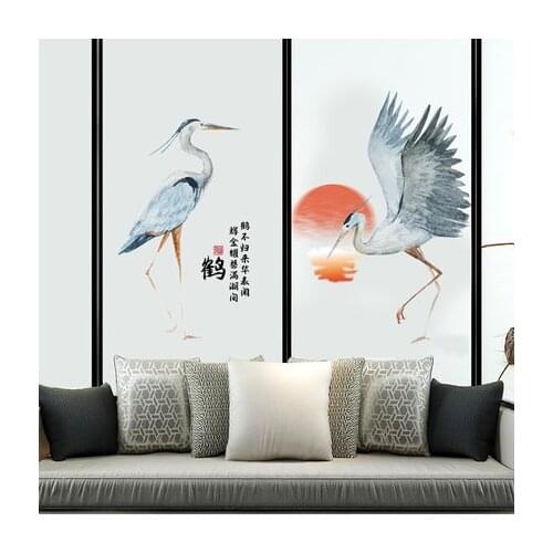 Auspicious Crane 3D Wall Stickers Chinese Style Study Room Wallpaper Company Office Landscape Painting Living Room Decoration