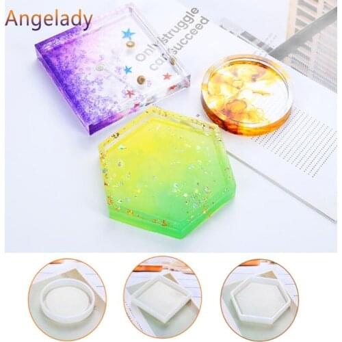 Silicone Mold DIY Cup Mat Pad Handmade Molds Crafts Epoxy Resin Geometric Shape Hexagonal Square Round Thermal Insulation JUL3