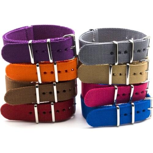 Solid Color Wristband Nylon Watchband For NATO Watch Band 18MM 20MM 22MM 24MM Replacement Strap Fashion Men Women