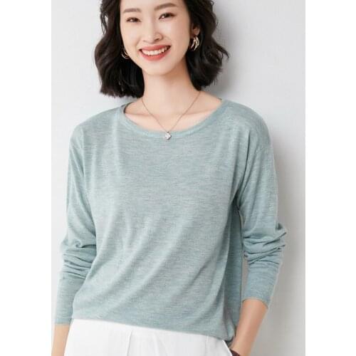 Zocept Ladies Casual O-Neck Thin Pullovers Womens Wool Blend Knitted Solid Color Mix And Match Bottoming Sweater Spring Autumn