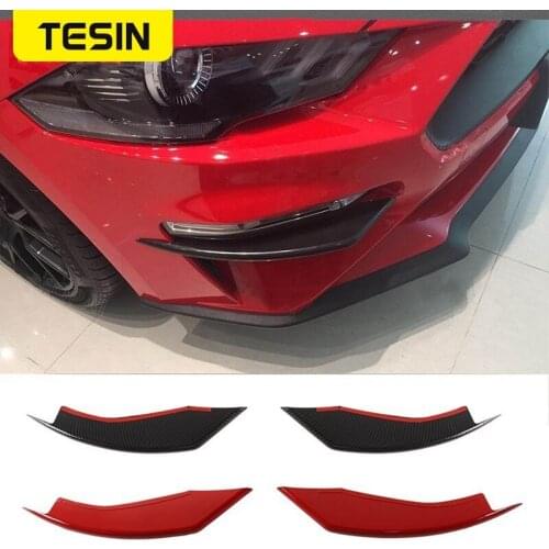TESIN Front Fog Light Decoration Cover Trim Foggy Eyelid Frame Decal for Ford Mustang 2018 2019 2020 Car Exterior Accessories