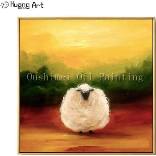 High Skills Artist Hand-painted High Quality Modern Decorative Sheep Oil Painting On Canvas Funny Sheep Canvas Painting