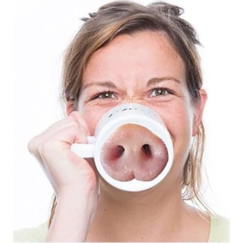 Funny Pig Dog Nose Ceramics Coffee Mug Office Creative Gift Nose Piggy Tea Mug Hot Water Cups Valentines Day Creatived Gift