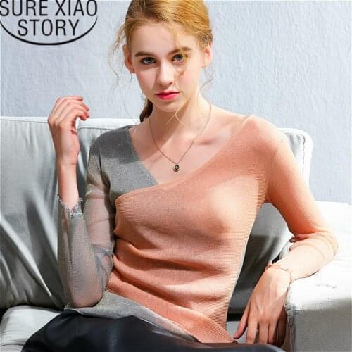 Shirts women 2021 plus size Office Lady Solid V-Neck harajuku shirt korean clothes harajuku long sleeve shirt women 2524 50