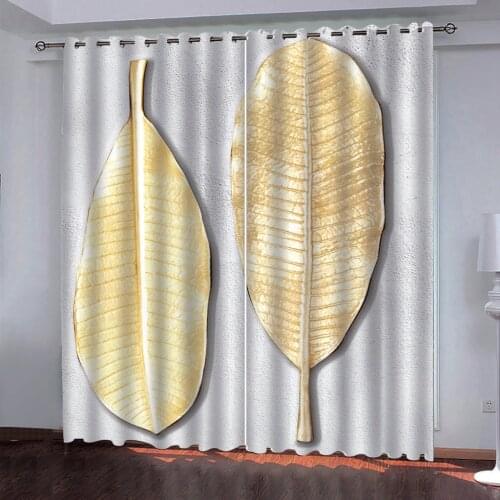 Gold leaf 3d curtains Customized 3d curtains new window balcony thickened windshield blackout curtains