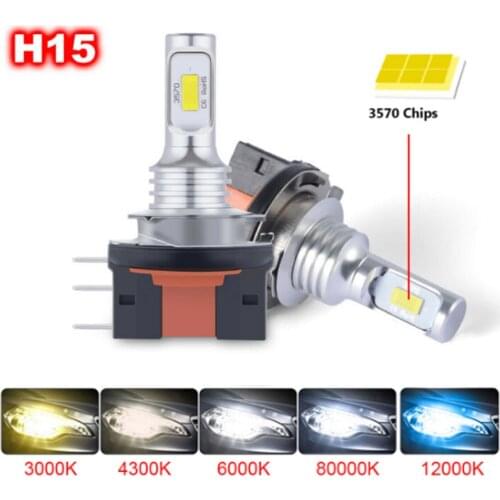 2Pcs Car H15 H7 H4 LED Bulb Headlight 80W 12000LM Wireless Car Headlight Lamp Conversion Driving Light 6500K 4300K
