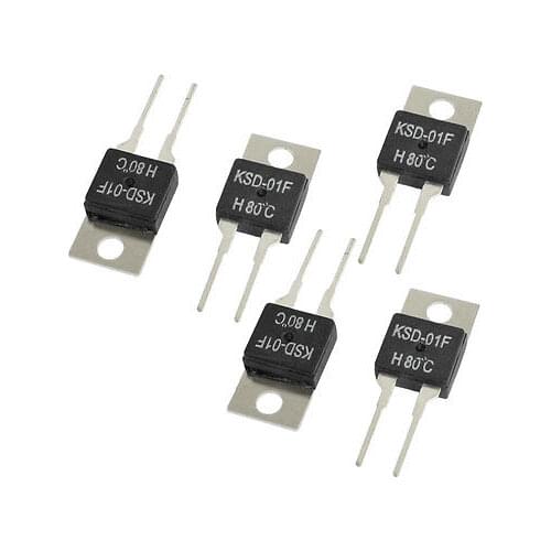 5 Pcs 1.5A 250VAC/ 24VDC 80C NO Temperature Control Switch Thermostat KSD-01F