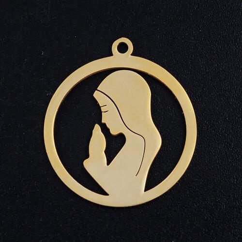 5pcs/lot Virgin Maria Stainless Steel Jewelry Pendant DIY Charms Wholesale Pendants for Necklaces Making Never Rust