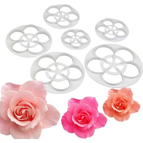 6PCS Fondant Cake Decorating Tools Ferramentas Bolo DIY Plastic Gum Paste Flowers Cookie Cutter Cupcake Decoration Set Cake Mold