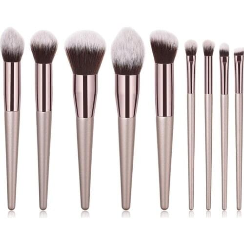 9PCS/set Makeup Brushes Set Champagne Gold For Powder Contour Blusher Liquid Cream Eyeshadow Cosmetics Brushes tools T09007