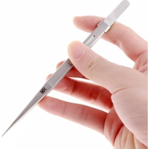 MR Jewelry Tweezer Lock Catch Tiny Diamond Stainless Steel Adjustable Craft Tool -W128