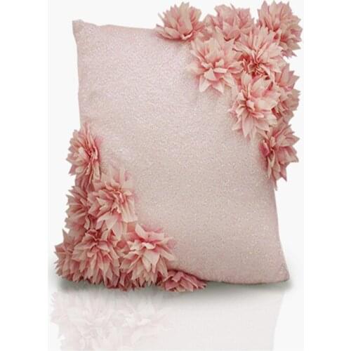 Pink Color Flocked Flowers Cushion Cover Lovely Princess Home Decoration Bedroom Sofa Living Room Pilowcase Pillow Cover 45x45cm