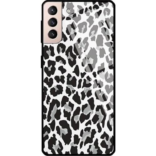 Black White Cheetah Leopard Animal Tempered Glass Cover For Samsung Galaxy S21 Ultra S20 FE S8 S9 S10 Plus Note 10 20 Case