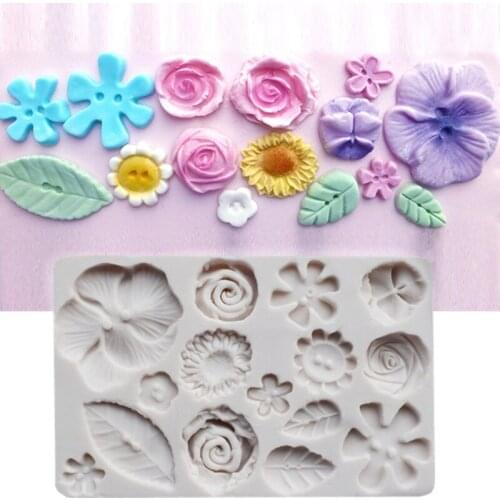 Flower Buttons Mould Silicone Mold Fondant Cake Decorating Tool Gumpaste Sugarcraft Chocolate Forms Bakeware