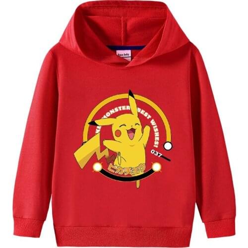 Takara Tomy Pikachu Pokemon Go Clothing Children Kids Boys Girls Long Sleeve Hoodies Sweatshirt Outerwear Child Hoodie Jacket