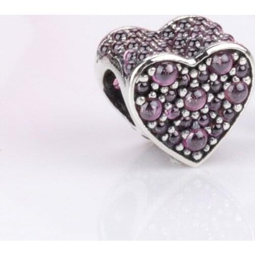 S925 sterling silver dazzling heart diamond heart-shaped beads Fit Original Bracelet Necklace DIY Jewelry