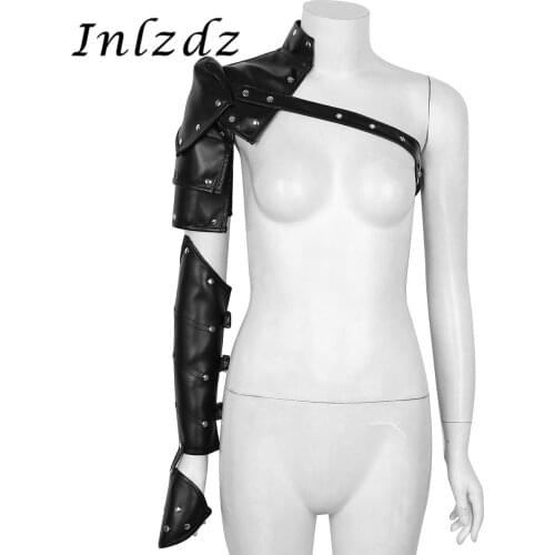 Cosplay Gothic Steampunk Costume Style Adjustable Metal Rivets Shoulder Armors with Arm Strap Set Cosplay Costume Accessory