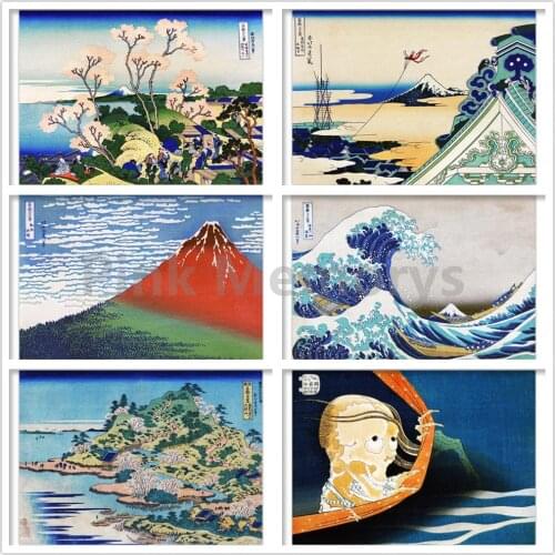 Kanagawa Prefecture Katsushika Hokusai Big Wave Close Diamond Painting Mosaic Fine Breeze Early Morning Cross Stitch Home Decor