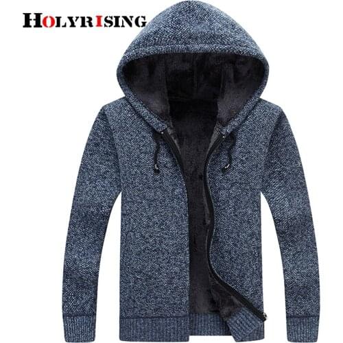 Holyrising Men Cardigan Casual Sweaters Thicken Outwear Warm Busos Para Cardigan Hombre Male Hooded Clothing 5 Colours 18313-5