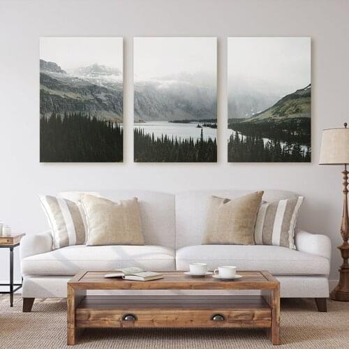 Nature Landscape Canvas Painting Nordic Style Poster Wall Art Pictures for Living Room Decor Forest Lake Posters and Prints