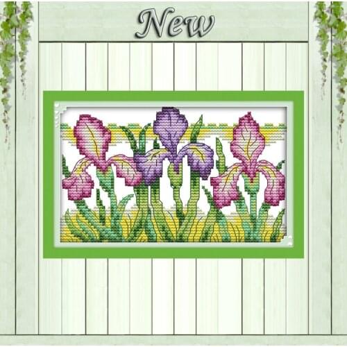 Gorgeous iris flower love home decor paintings counted print on canvas 11CT 14CT kits DMC Cross Stitch embroider needlework Sets