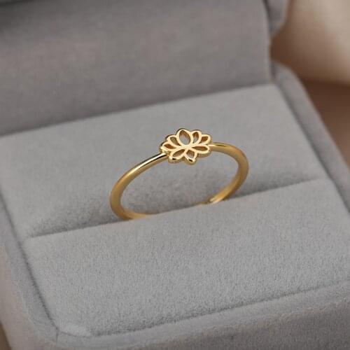 Retro Flower Leaves Hollow Lotus Finger Ring Bague Femme Wedding Anniversary Gift Stainless Steel Foot Beach Barefoot Jewelry