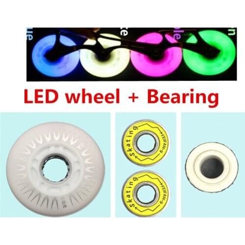 Roller Skates Wheel LED wheel + ILQ-11 bearing + Magnetic Cell Cores Combination Flash Shine 60 64 68 72 76 80mm SEBA Slalom FSK