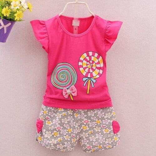 Two Pieces Cotton Girls Clothing Sets Summer Vest Sleeveless Children Sets Fashion Girls Clothes Suit Casual Floral Outfits 1-5T