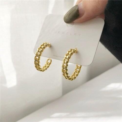 Korean fashion jewelry design sense chain round earrings temperament trend earrings female high-end earrings for women